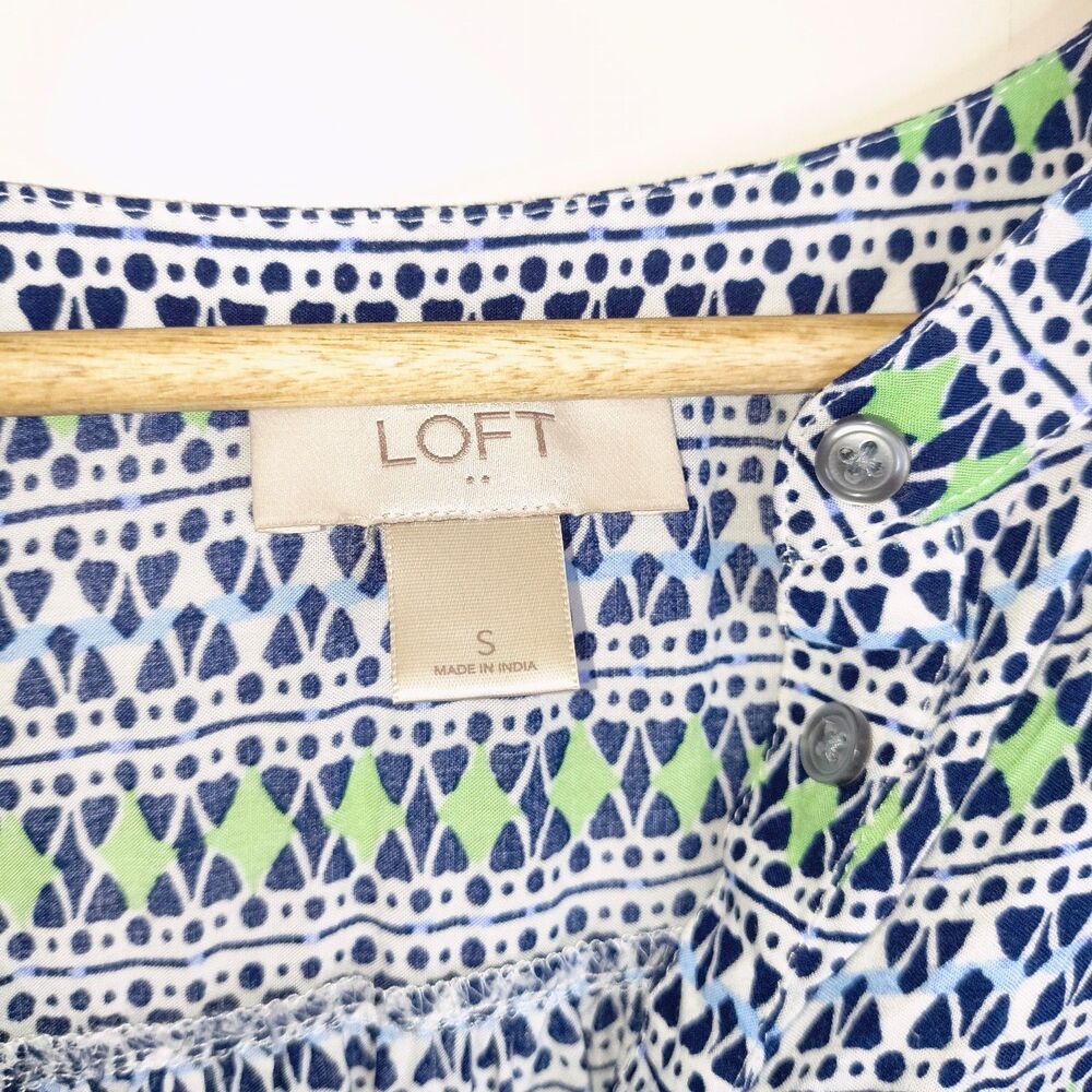 LOFT Tribal Print Long Sleeve Blouse